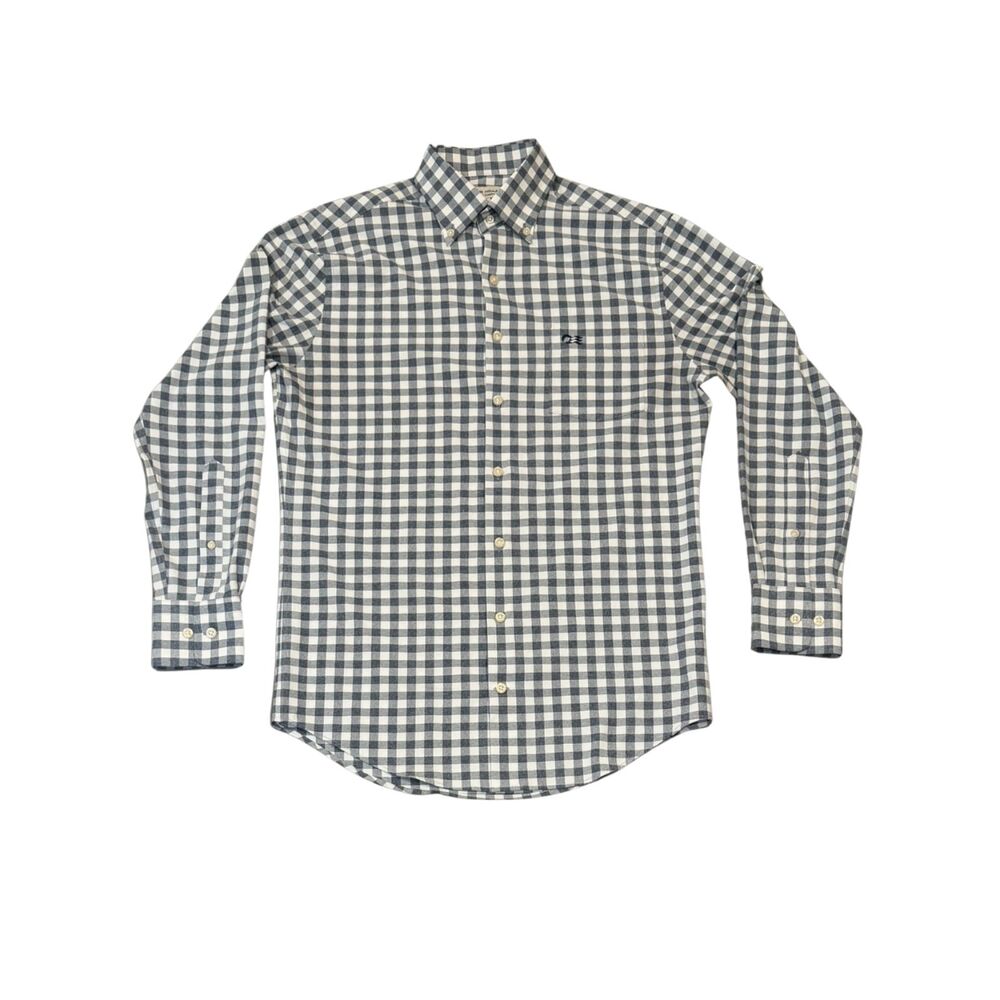 Peter Millar Gray White Plaid Summer Comfort Performance Button Down Casual Sz S